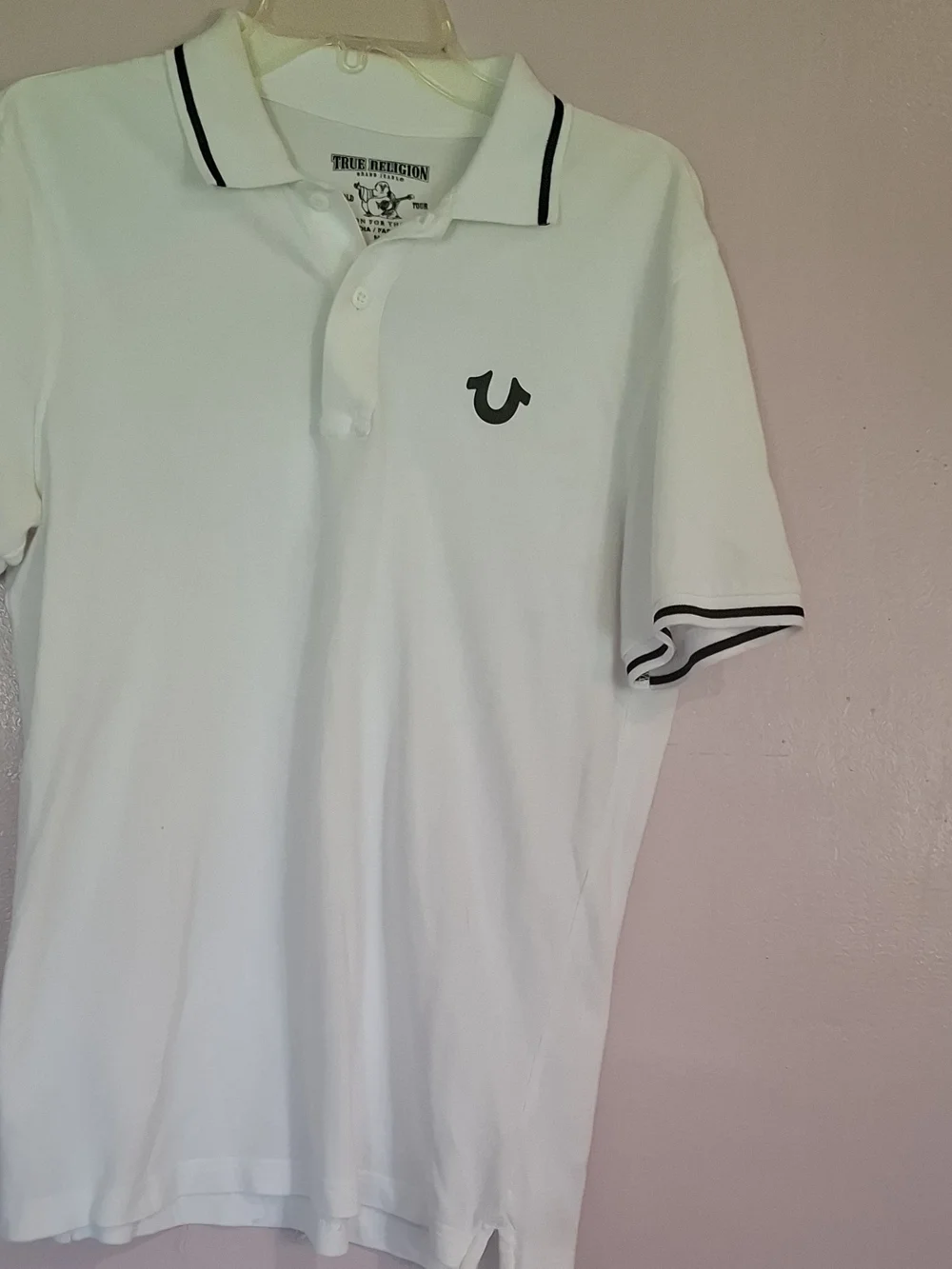 True Religion White Polo with Black Trim
